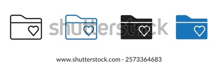 Folder heart icon Flat line symbol