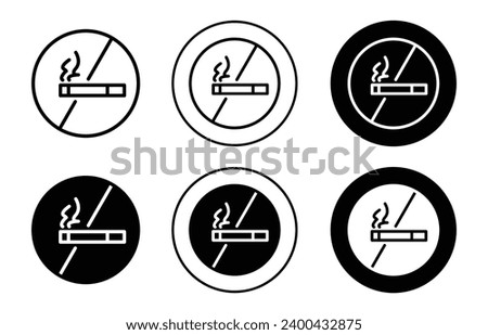 No smoking icon. injurious to health of smoking cigar cigarette in public area place logo badge. bad habit warning of no smoking zone symbol seal. no smoking zone vector sign