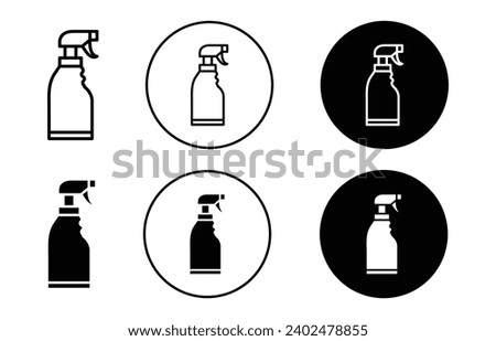 Cleaning spray icon. household kitchen floor or laundry cleaner detergent softener laundromat plastic trigger bottle with pump symbol. cleaning spray product with hand sprayer vector set sign. 