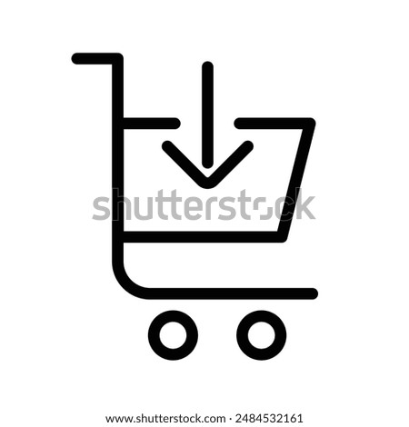 Cart Download Icon for E-Commerce Shopping, Online Purchases, and Digital Downloads Illustrations