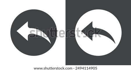 Undo arrow sign icon Flat set in black and white color outline vector