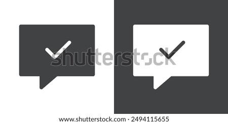 check message icon Flat set in black and white color outline vector