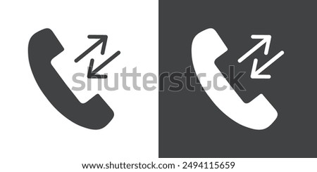 incoming outgoing Phone call icon Flat set in black and white color outline vector