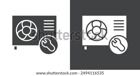 Repair air conditioner icon Flat set in black and white color outline vector