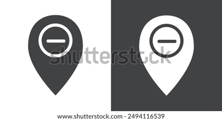 Remove pin mark icon Flat set in black and white color outline vector