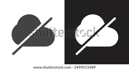 offline icon Flat set in black and white color outline vector