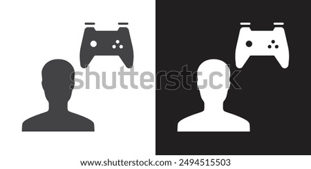 Multi Game player icon Flat set in black and white color outline vector