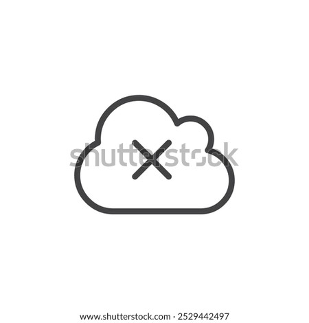 Cloud off icon Thin outline art symbol