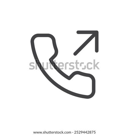 Outgoing phone call Thin outline art symbol