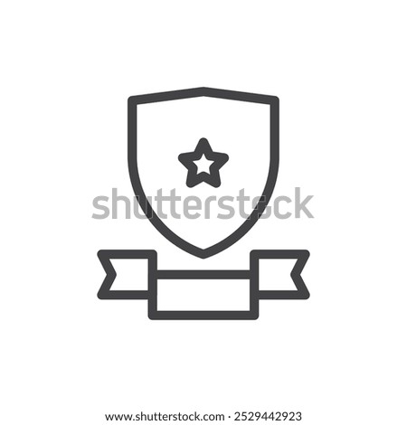 Shield star banner Thin outline art symbol