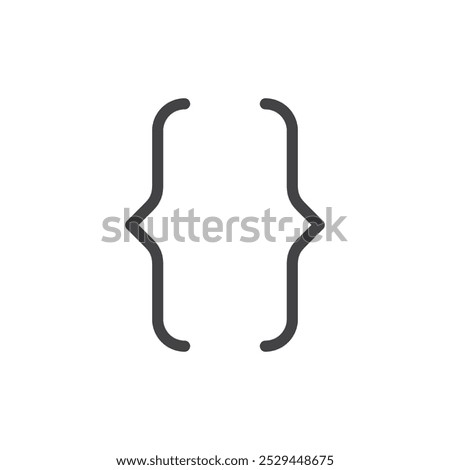 Curly bracket icon Thin outline art symbol