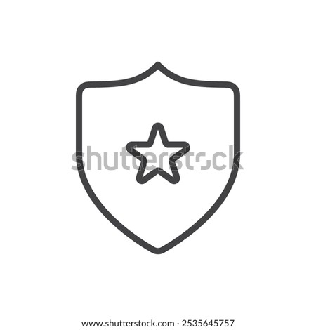 Shield star icon Thin outline art symbol