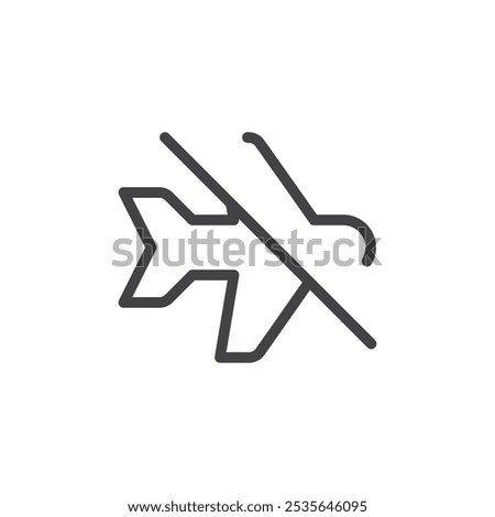 Disable airplane mode icon Thin outline art symbol