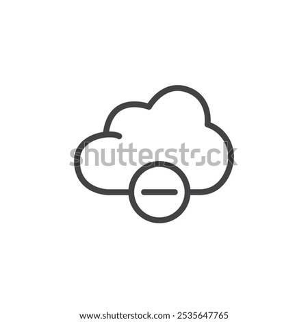 Remove from cloud icon Thin outline art symbol