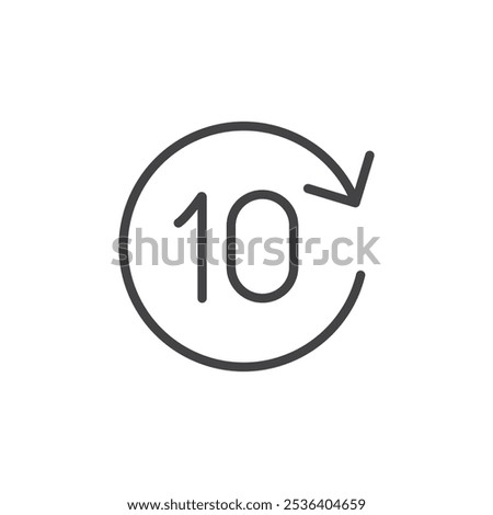 Forward 10 seconds icon Thin outline art symbol