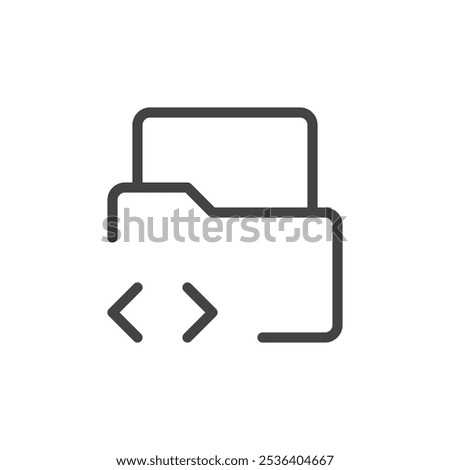 Folder code icon Thin outline art symbol