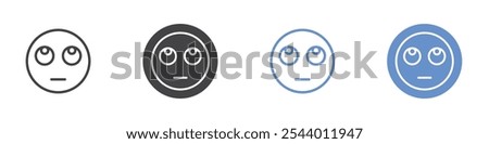 Rolling eyes emoji icon Flat set in black and white color