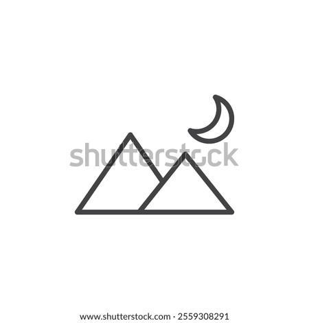 Night landscape icon Logo symbol outline set