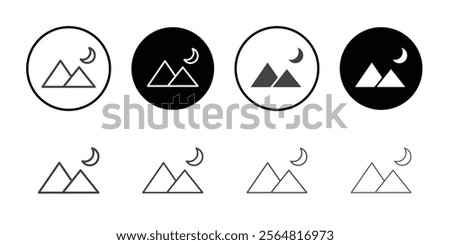 Night landscape icon Thin outline art symbol