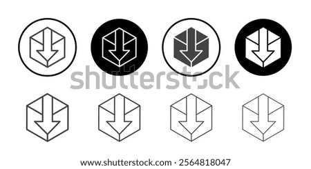 Box download icon Thin outline art symbol