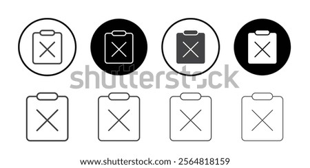 Clipboard cross icon Thin outline art symbol