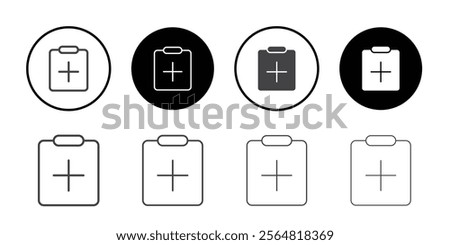 Add clipboard icon Thin outline art symbol