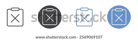 Clipboard cross icon vector symbol outline sign