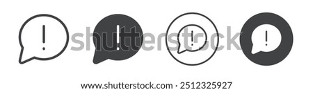 Speech bubble with an exclamation mark icon Vector logo outline