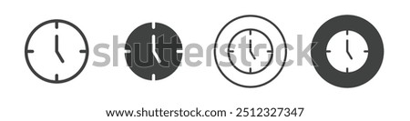 Five o clock icon Vector logo outline