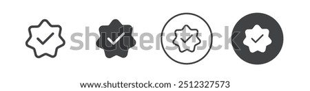 Badge with a check mark icon Vector logo outline