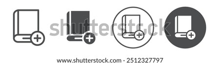 Add book icon Vector logo outline