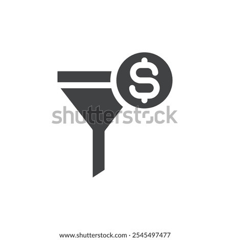 Funnel with dollar sign icon Vector logo outline