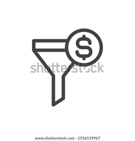 Funnel with dollar sign icon Vector logo outline