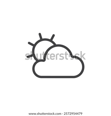 cloud with sun icon Simple outline vector logo