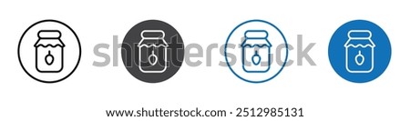 Jam jar icon flat editable icon mark set.