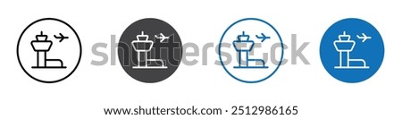 Airport icon flat editable icon mark set.