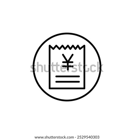 Invoice yen icon Thin vector set