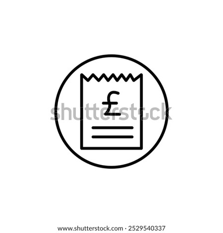 Invoice pound icon Thin vector set