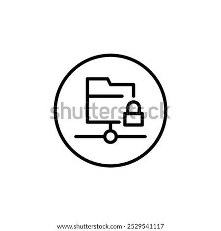 Shared folder lock icon Thin vector set