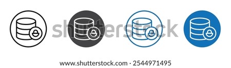 Database lock icon Logo sign in thin line outline