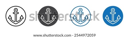 Anchor icon Logo sign in thin line outline