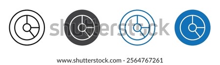 Doughnut chart icon flat editable icon mark set.