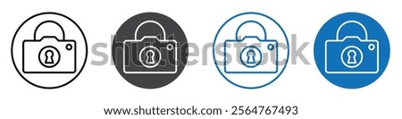 Camera lock icon flat editable icon mark set.