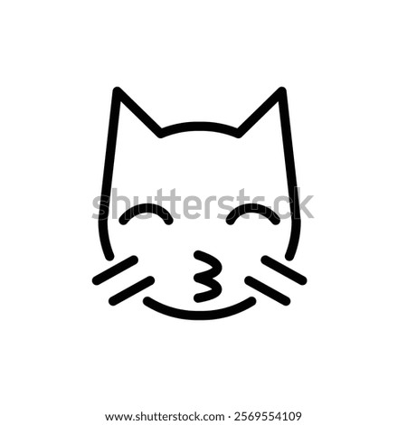 Kissing cat icon Thin vector set