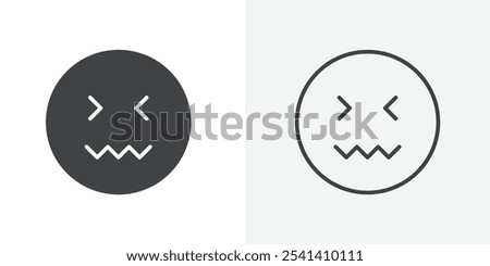 Confounded face icon flat and simple set design