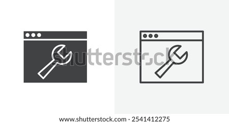 Browser tool icon flat and simple set design