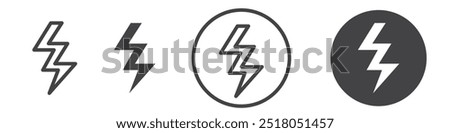 Thunder bolt icon thin line illustration