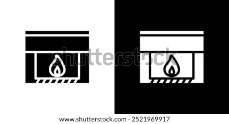 Fireplace icon set vector illustration