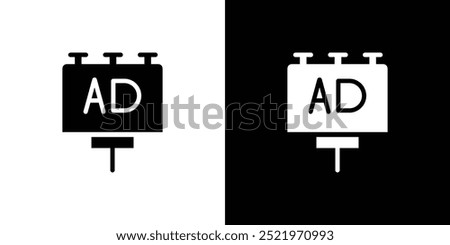 billboard ad promotion icon set vector illustration