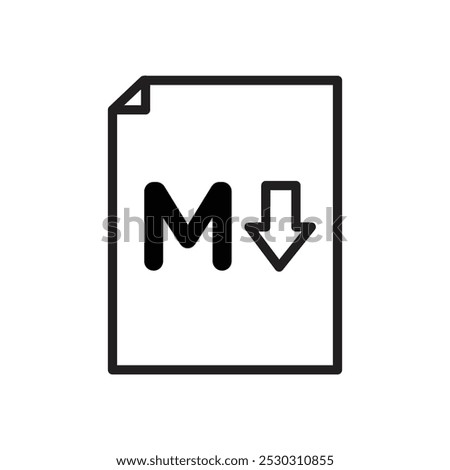 Markdown icon Thin line art isolated